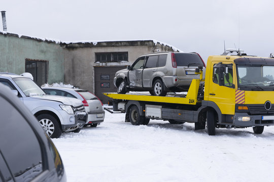 Car towing to service. Insurance concept