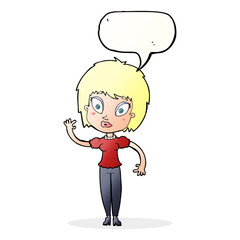cartoon pretty girl with speech bubble