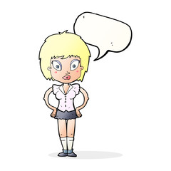 cartoon pretty girl with speech bubble