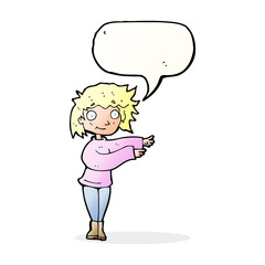 cartoon dancing woman with speech bubble