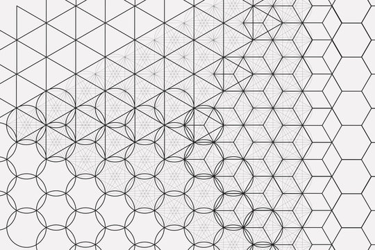 Sacred geometry symbols and elements background.