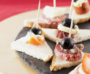 Appetizers with tomato and olives