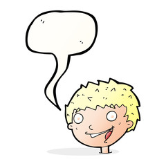 cartoon laughing boy with speech bubble