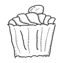 Simple doodle of a cup cake