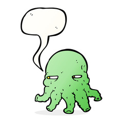 cartoon alien face with speech bubble