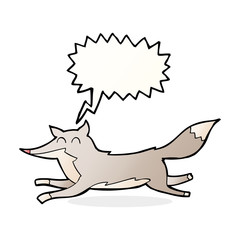 cartoon running wolf with speech bubble