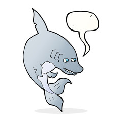 funny cartoon shark with speech bubble