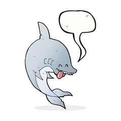 funny cartoon shark with speech bubble