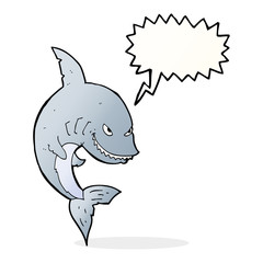 funny cartoon shark with speech bubble