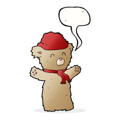 cartoon teddy bear with speech bubble