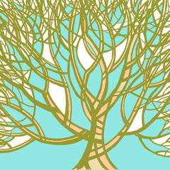 Stylized abstract green tree. Art illustration