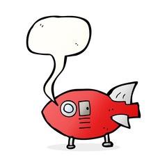 cartoon space rocket with speech bubble