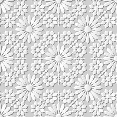 Vector damask seamless 3D paper art pattern background 012 Kaleidoscope Flower
