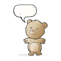 cartoon funny teddy bear with speech bubble