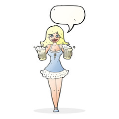 cartoon beer festival girl with speech bubble