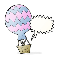 cartoon hot air balloon with speech bubble