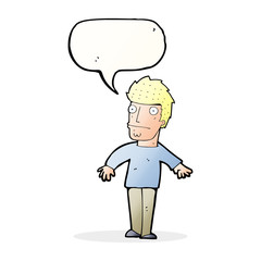 cartoon worried man with speech bubble
