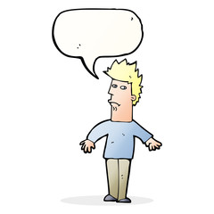 cartoon worried man with speech bubble