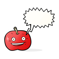 cartoon shiny apple with speech bubble