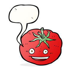 cartoon tomato with speech bubble