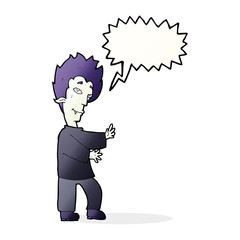 cartoon vampire with speech bubble