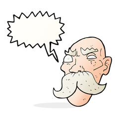 cartoon angry old man with speech bubble