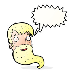 cartoon bearded man with speech bubble