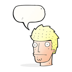 cartoon nervous man with speech bubble