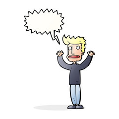 cartoon stressed man with speech bubble
