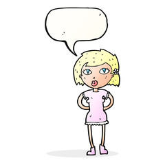 cartoon woman with speech bubble