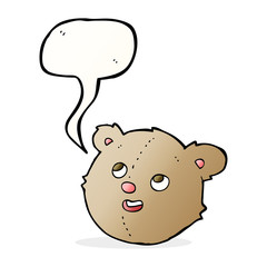 cartoon teddy bear head with speech bubble