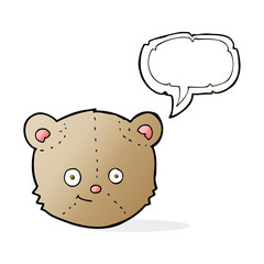 cartoon teddy bear head with speech bubble