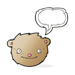 cartoon teddy bear head with speech bubble