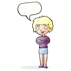 cartoon annoyed woman with speech bubble