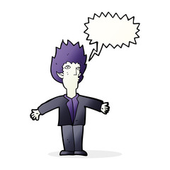 cartoon vampire with speech bubble