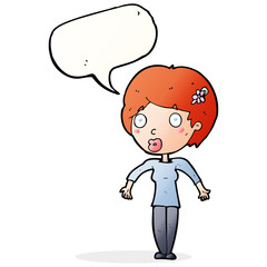 cartoon shocked woman with speech bubble