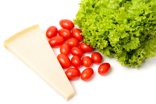 Cheese, tomatoes and salad