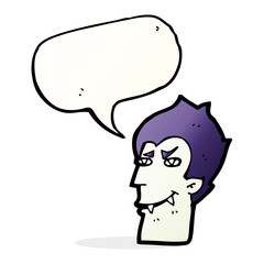 cartoon vampire face with speech bubble