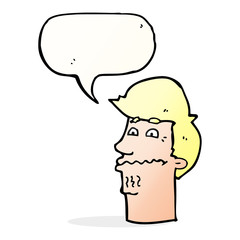 cartoon nervous man with speech bubble