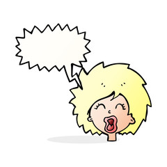 cartoon woman screaming with speech bubble