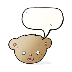 cartoon teddy bear face with speech bubble