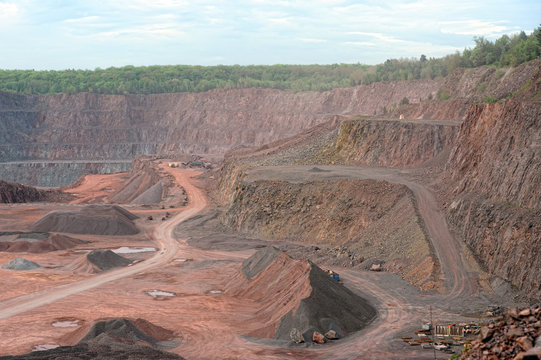 aerial view over a quarry hole