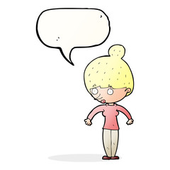 cartoon woman staring with speech bubble