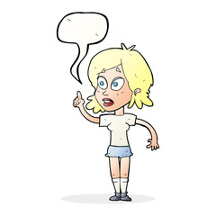 cartoon woman asking question with speech bubble