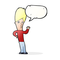 Fototapeta premium cartoon man waving with speech bubble