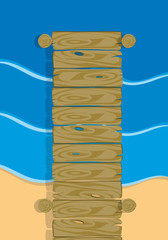 tempo d'estate con passerella in legno sul mare e spiaggia