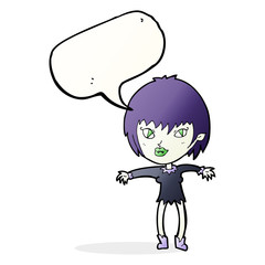 cartoon vampire girl with speech bubble