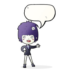 cartoon vampire girl with speech bubble