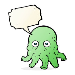cartoon alien squid face with speech bubble