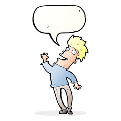 cartoon happy man with speech bubble